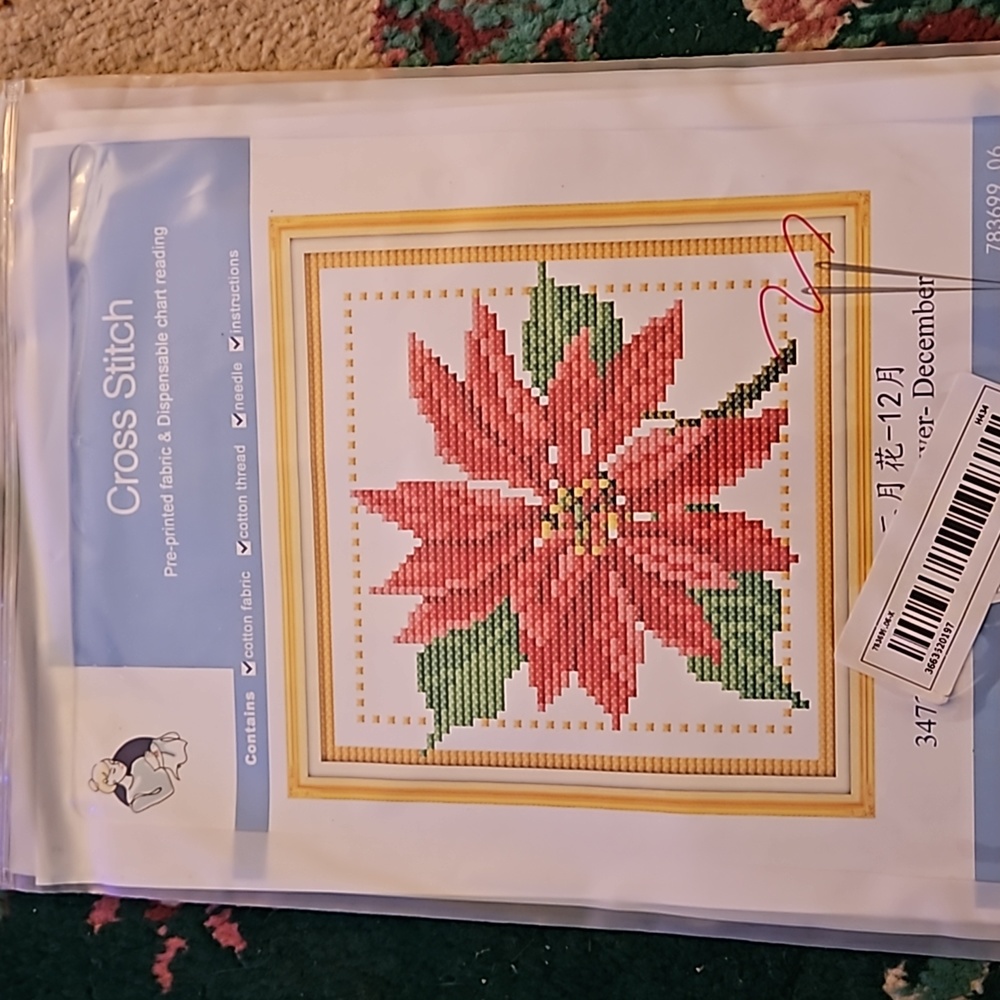 Brand new Poinsettia cross stitch kit